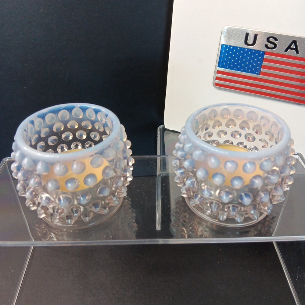 Fenton Candle Holders Pair Gorgeous Tealight Holders Very Good Condition - Picture 2 of 15